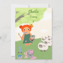 Dollens färgstarka färg Party födelsedag Inbjudningar