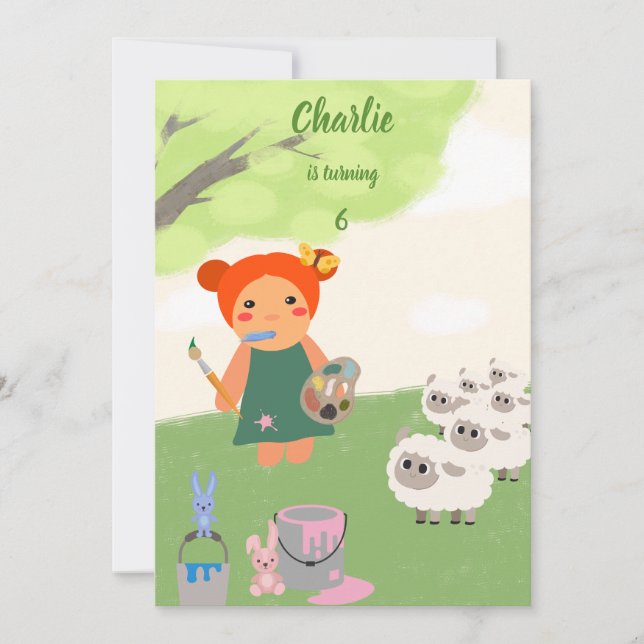 Dollens färgstarka färg Party födelsedag Inbjudningar (Framsida)