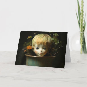 Dollhuvud i Flower Pot Tillfällen Hälsning Kort