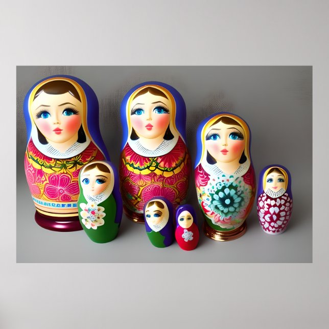 Dolls matrioshka grönt ro blå dekan poster (Framsidan)