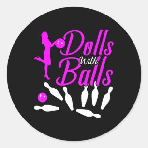 Dolls med Bowling Shirt Funny Bowlareare Bowling Runt Klistermärke