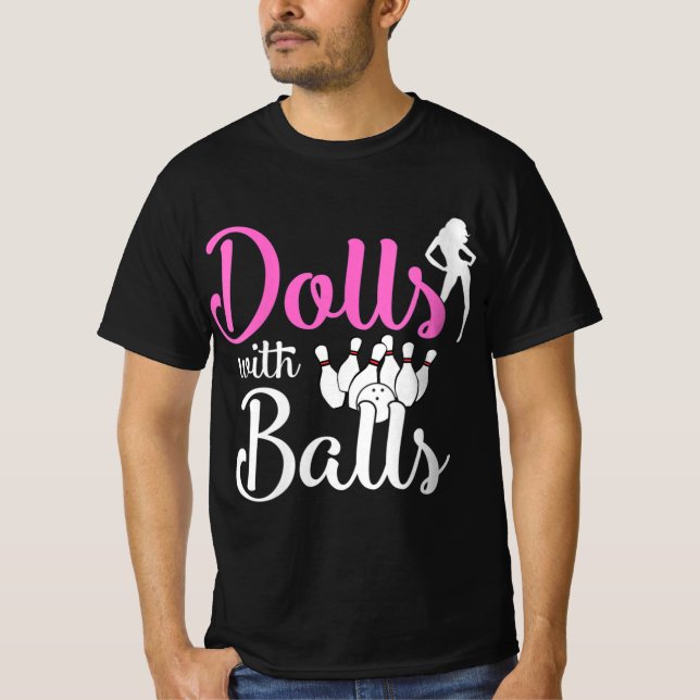 Dolls with Bollar - Bowling Girls Resa Team Bowlar T Shirt (Framsida)