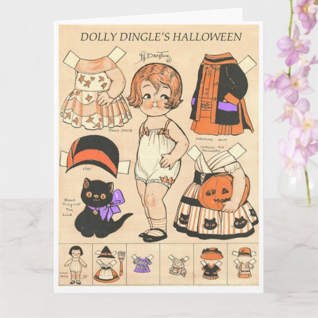 Dolly Dangels Halloween 🦇 Reproduction Papper Dol Kort (Orkide)