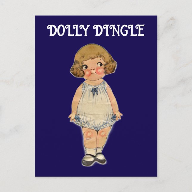 DOLLY DINGLE PAPERDOLL POSTCARD VYKORT (Framsida)