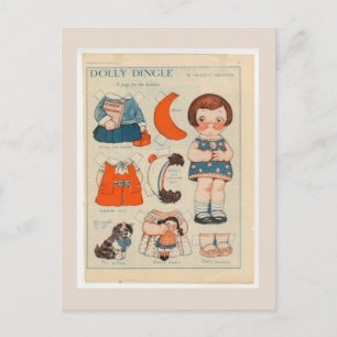DOLLY DINGLE PAPPER DOLL POSTCARD VYKORT