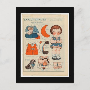 DOLLY DINGLE PAPPER DOLL POSTCARD VYKORT