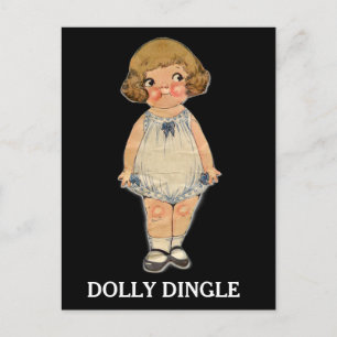 DOLLY DINGLE PAPPER DOLL POSTCARD VYKORT