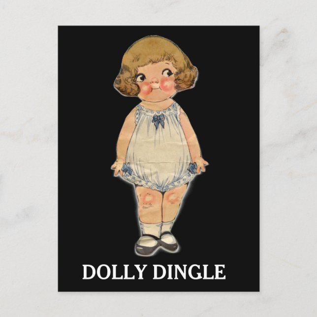 DOLLY DINGLE PAPPER DOLL POSTCARD VYKORT (Framsida)
