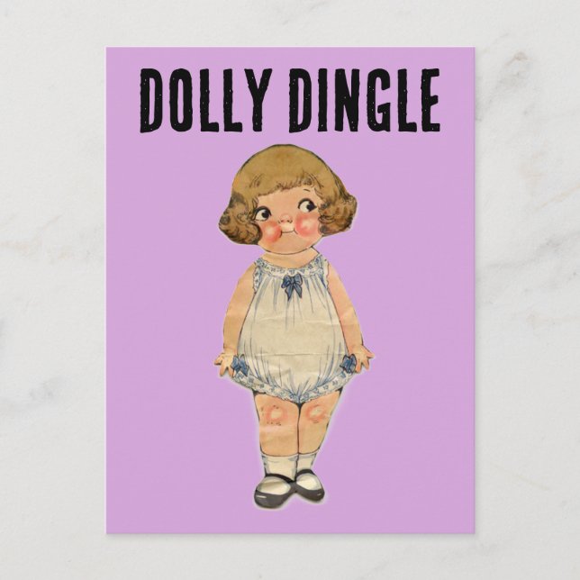 DOLLY DINGLE PAPPER DOLL POSTCARD VYKORT (Framsida)
