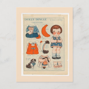 DOLLY DINGLE PAPPER DOLL POSTCARD VYKORT