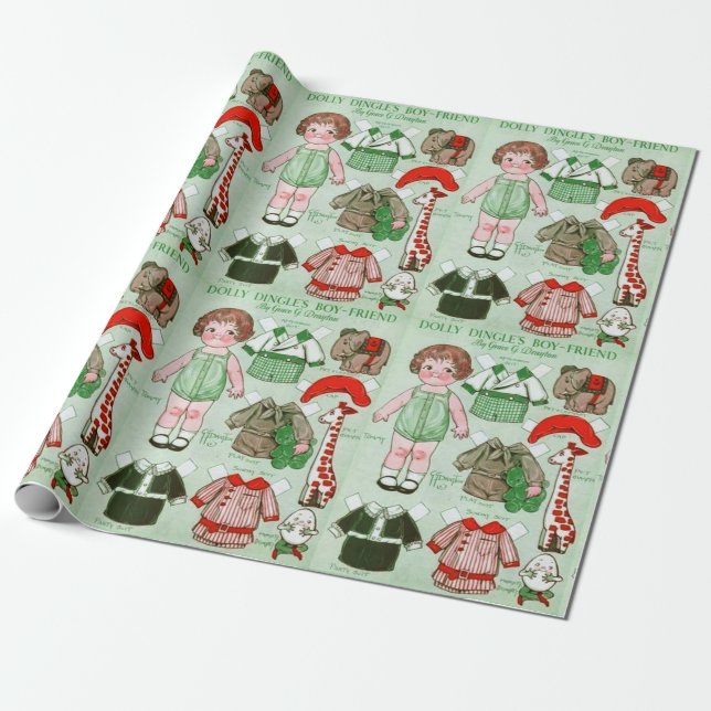 Dolly Dingles Pojkvän Papper Docka Presentpapper (Utrullad)