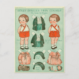 Dolly Dingles Twin Cousins Pappra doll-vykort Vykort