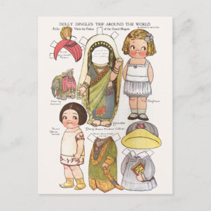 Dolly Dingle's World Trip Pappersdockor Nytryck Vykort