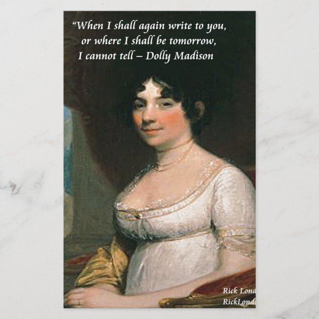 Dolly Madison & Berömd Where I'll Be Citat Brevpapper (Framsida)