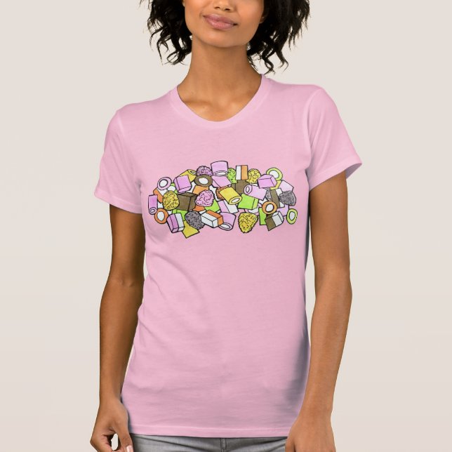 Dolly Mixture UK British Fondant Confection Candy T Shirt (Framsida)