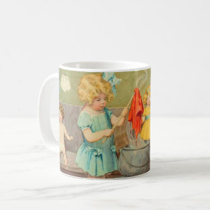 Dolly Tvätt Flicka Vintage Speldockor Söt Kaffemugg