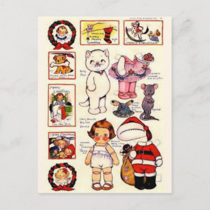 DollyDingle Kitty Pappersdockor Vintage Jul Helg Vykort