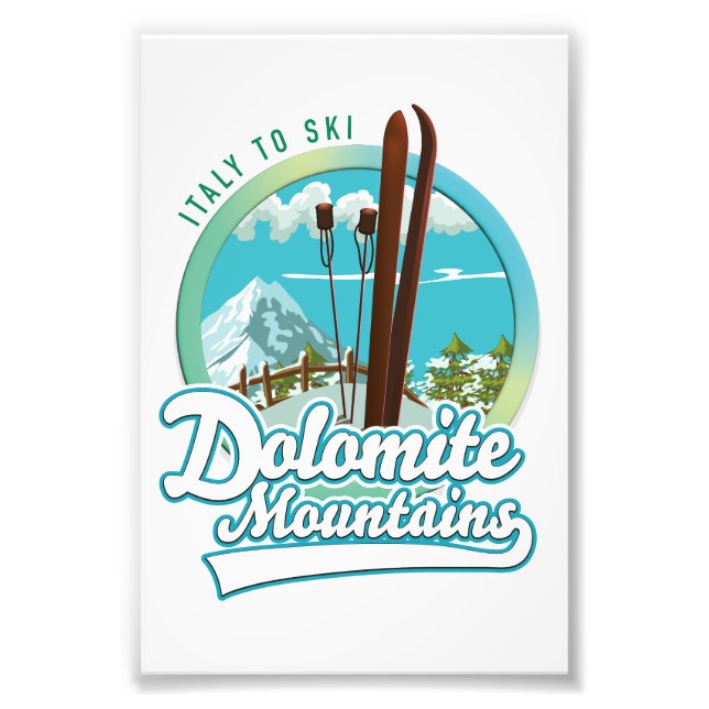 Dolomitbergen Italien ski logotyp Fototryck (Framsidan)