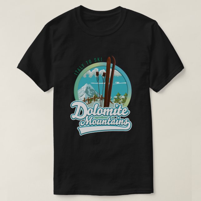 Dolomitbergen Italien ski logotyp T Shirt (Design framsida)