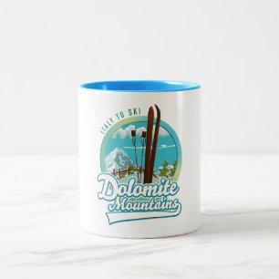 Dolomitbergen Italien ski logotyp Två-Tonad Mugg