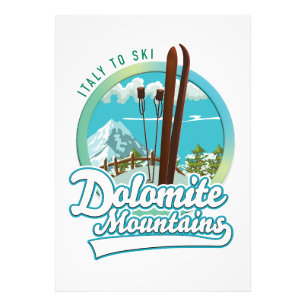 Dolomitbergen Italien skidlogo Fototryck