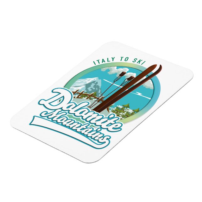 Dolomitbergen Italien skidlogo  Magnet (Vänstra Sidan)