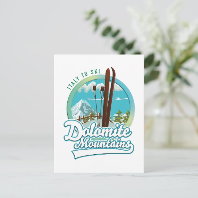 Dolomitbergen Italien skidlogo  Vykort (Stående Fram)