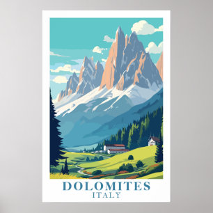 Dolomiter Italien Retro Resa Berg Alpin Konst Poster