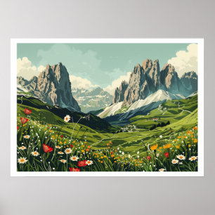 Dolomiter, Italien Retro Travel Poster