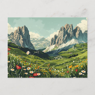 Dolomiter, Italien Retro Travel Vykort