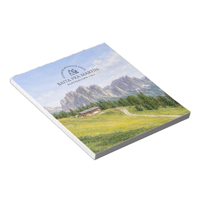 Dolomiterna Alpin stuga akvarell natur landskap Anteckningsblock (Vinklad)