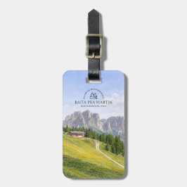 Dolomiterna Alpin stuga akvarell natur landskap Bagagebricka