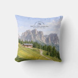 Dolomiterna Alpin stuga akvarell natur landskap Kudde