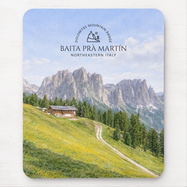 Dolomiterna Alpin stuga akvarell natur landskap Musmatta (Framsidan)