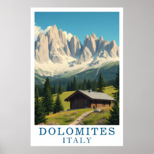 Dolomiterna Italien Berg Alpin Stuga Konst Poster