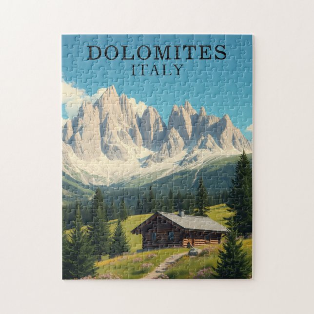 Dolomiterna Italien Illustration Resepussel Pussel (Vertikal)