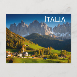 Dolomites-byvykort med texten "Italia" Vykort