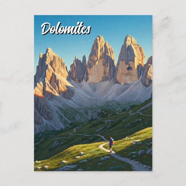Dolomites Italien Hiker Travel Vykort (Framsida)