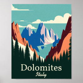 Dolomites Italien Minimalist Vintage Art Poster