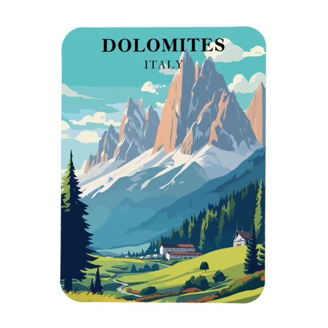 Dolomites Italien Mountains Travel Magnet (Vertikal)