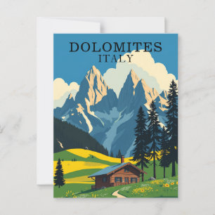 Dolomites Italien Retro Travel Vykort