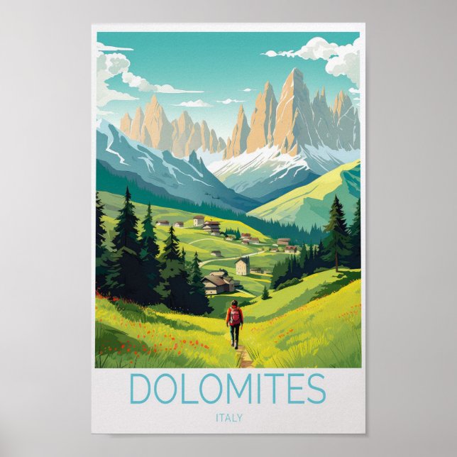 Dolomites Italien Travel Poster (Framsidan)