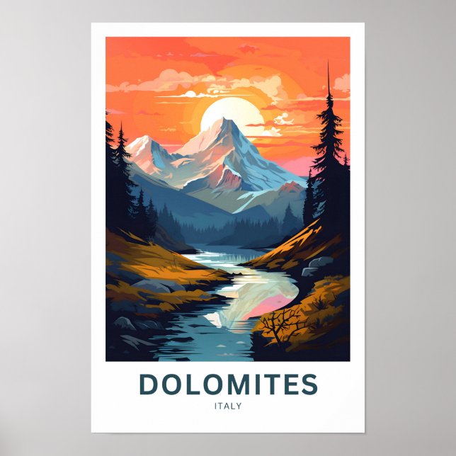 Dolomites Italien Travel Skriv ut Poster (Framsidan)