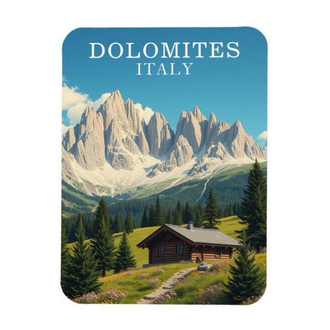 Dolomites Italien Travel Souvenir Illustration Magnet (Vertikal)