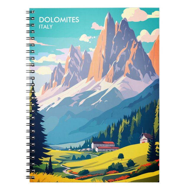 Dolomites Italien Vintage resor Anteckningsbok (Framsidan)