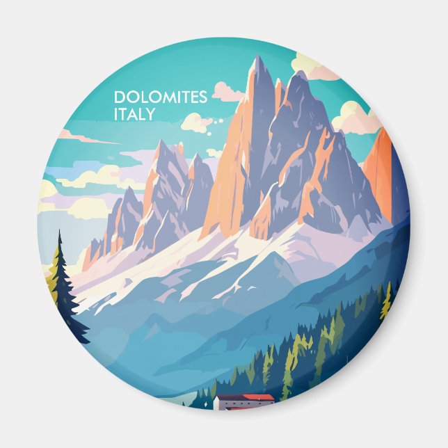 Dolomites Italien Vintage resor Magnet (Framsidan)
