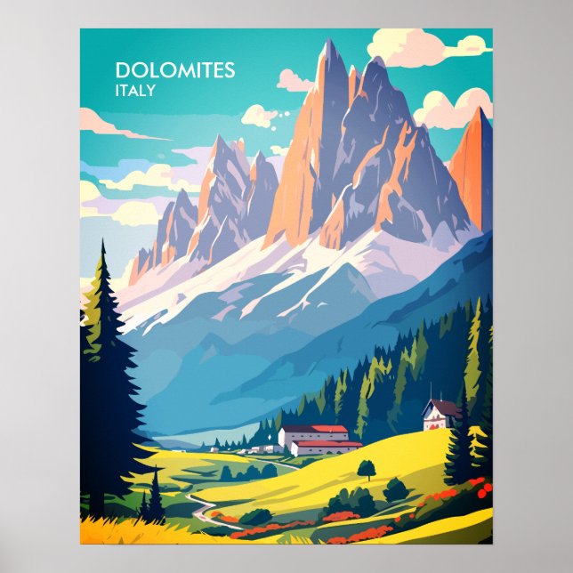 Dolomites Italien Vintage resor Poster (Framsidan)