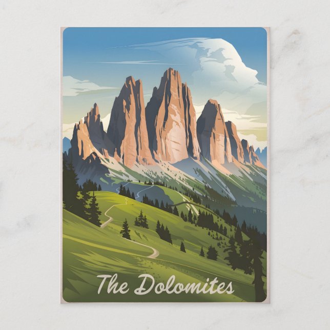 Dolomites Italien vintage Vykort (Framsida)