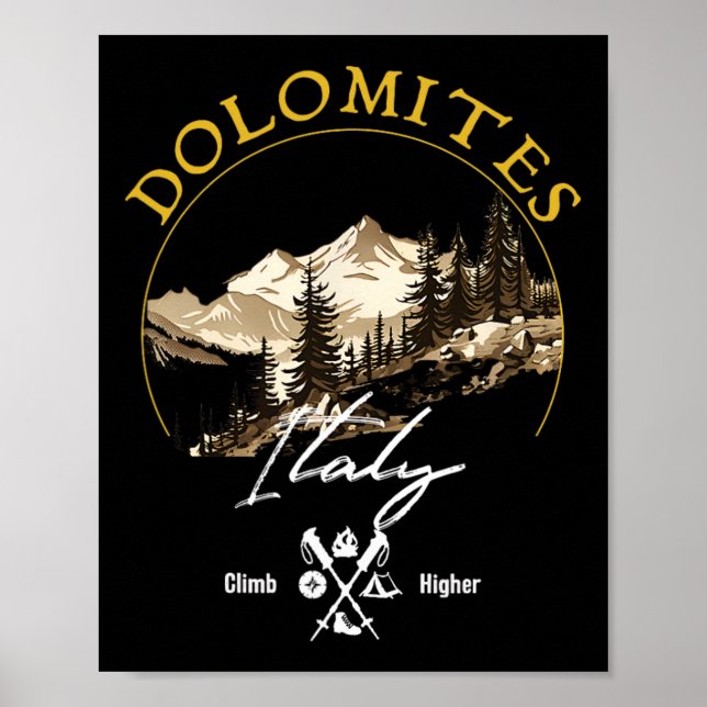 Dolomites Retro Vintage Apparel - Dolomites Souven Poster (Framsidan)