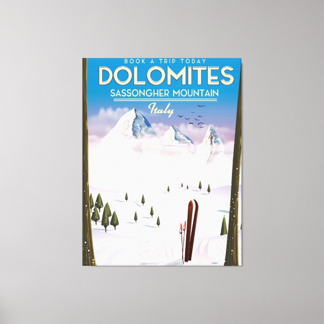 Dolomites Sassongher Mountain Italien reseaffisch Canvastryck (Framsida)
